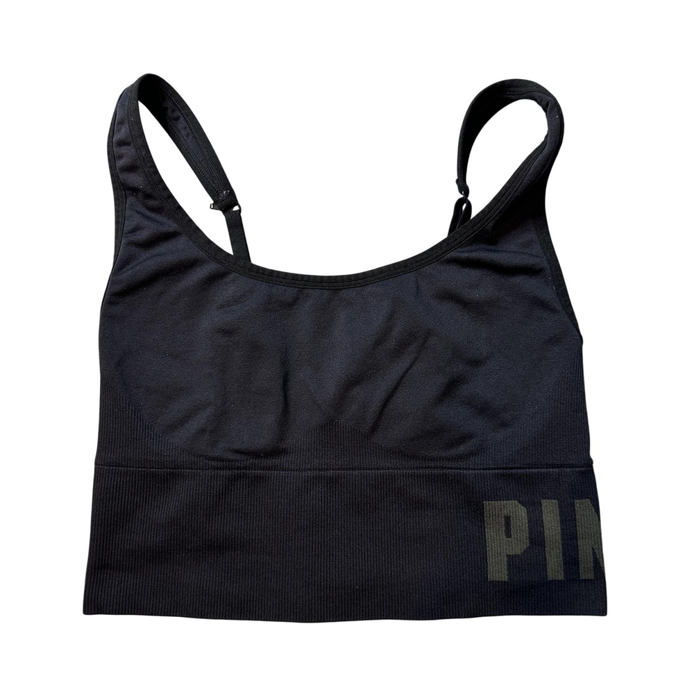 PINK SPORT Sports Bra Womens L Black Wireless Adjustable Strap Stretch Knit